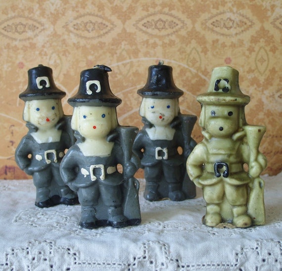 Vintage Gurley Pilgrim Thanksgiving Candles