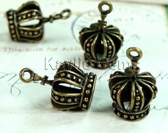 Brass Crown Charms 3D Antique Bronze Victorian Style