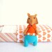 Felt fox miniature plush orange blue Ambrogio