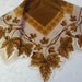 Vintage 15" Scalloped Linen Fall Autumn Leaves Floral Blank Center Screenprinting Handkerchief, 7804