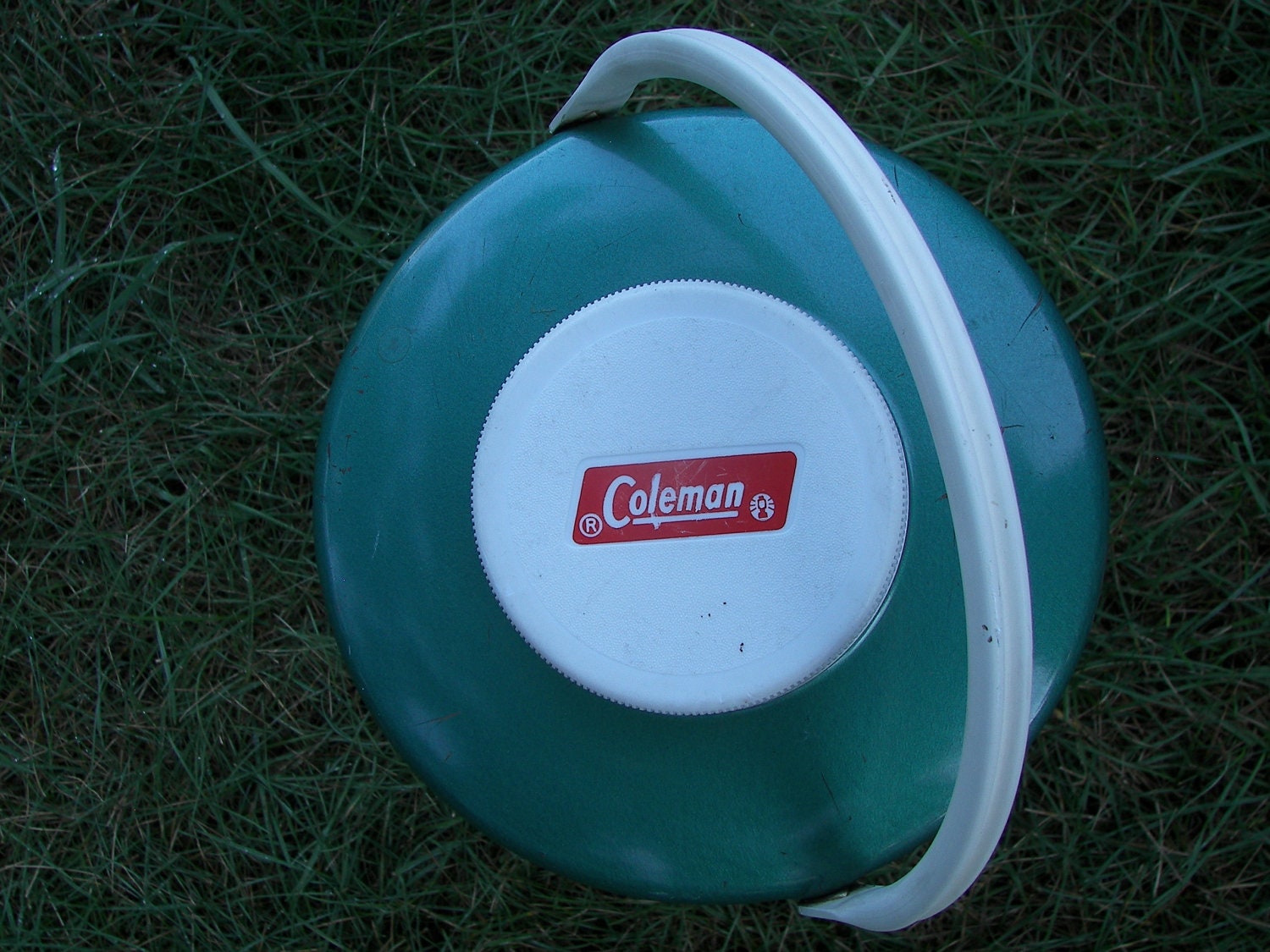 Vintage Coleman Water Cooler Jug 3 Gallon Green and White
