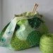 Project bag - medium size japanese knot bag - knitting crochet amigurumi - Wrenly fabric moss green - free knitting pattern