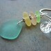 Sea Glass Necklace - Teal Blue Pink and Yellow Beach Seaglass Pendant