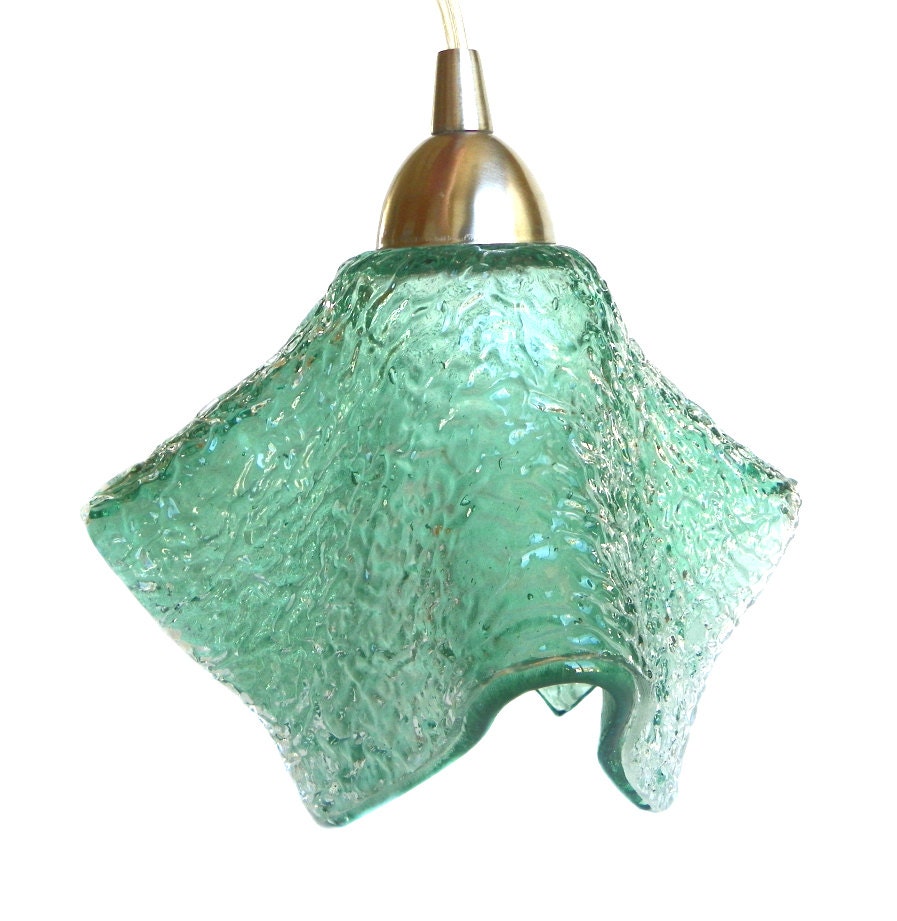 Seafoam Green Textured Glass Ceiling Pendant Light Fixture