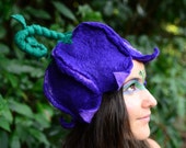 Felt Fairy Flower Leaf And Curly Stem Hat OOAK