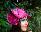 Felt Fairy Flower Leaf And Curly Stem Hat OOAK