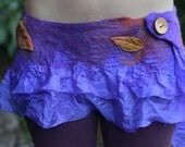 Nuno Felted Autumn Leaf Double Layered Hand Dyed Taj Silk Pixie Fairy Belt Skirt OOAK