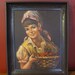Peasant Girl with Cherries framed vintage lithograph