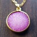 Fuchsia druzy gold necklace