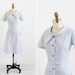 vintage 1960s dress / bow print dress / Deadstock White and Blue Flocked Bows Day Dress