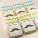 Chevron Stripe or Mustache Cookies - 24 Decorated Squares