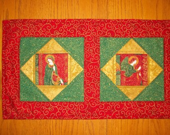 Christmas Angel & Madonna Quilted Table Topper