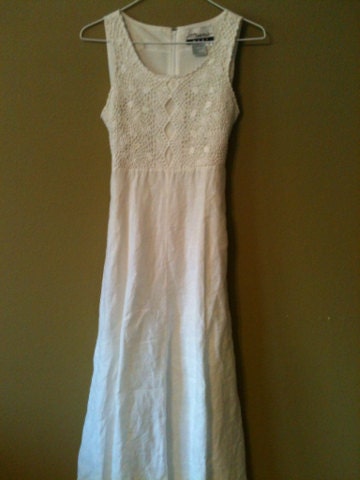 TODAY ONLY Women's white linen dress crotchet top by CalebandIsaac