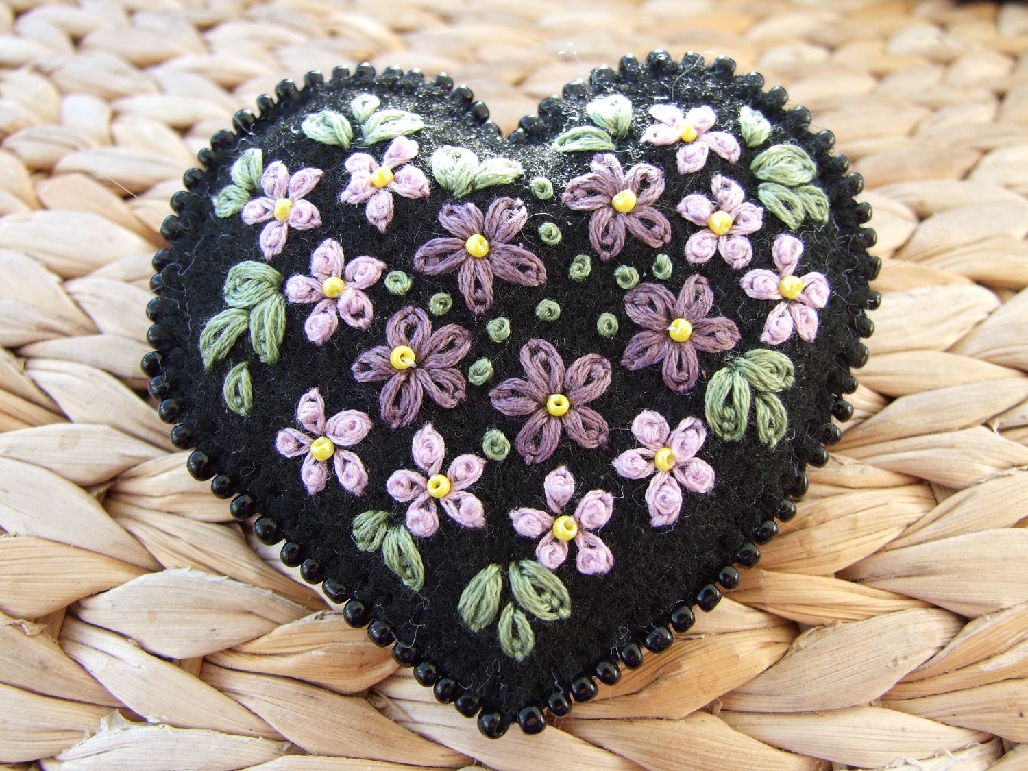 Heart Shaped Pin with Lavender and Mauve by sweetheartsandroses