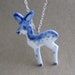 Fawn necklace - Handpainted Blue Delft Porcelain