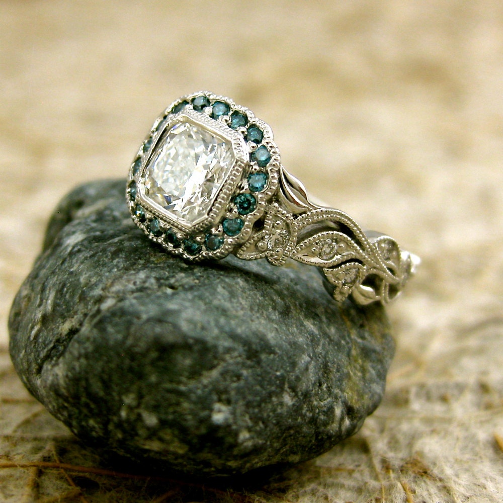 vintage diamond unique rings Ring Radiant Platinum SlowackJewelry Cut Engagement by in Diamond