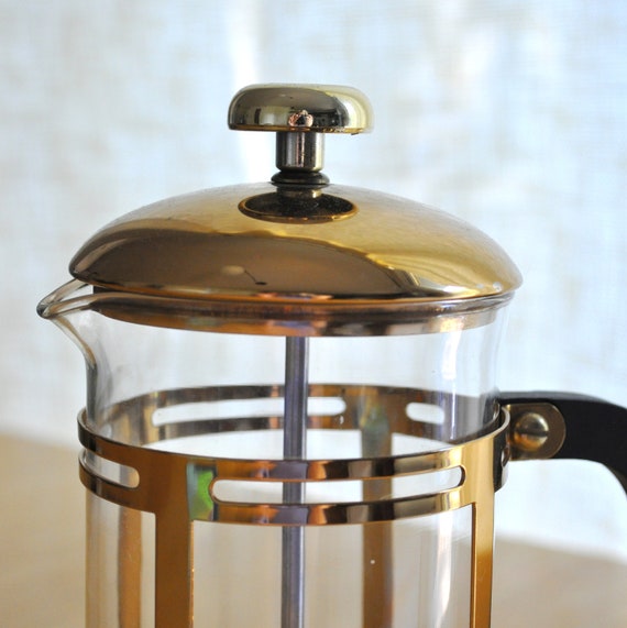 vintage french press coffee maker with original brochure