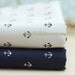 LAST Piece-Nautical Marine, Neat Navy Blue Anchors On Cream White - Japanese Thick Cotton Fabric (17.7x27.5 Inches)