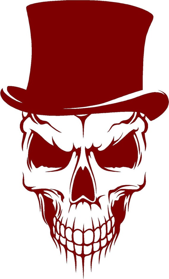 Skull With Top Hat Vinyl Wall Decal