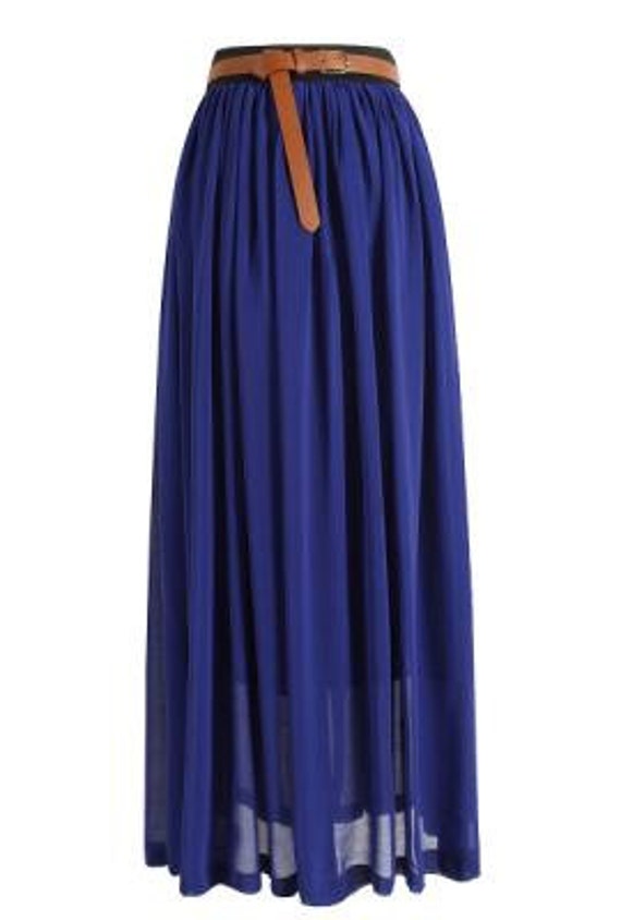 Items similar to Leila Chiffon maxi skirt in dark blue on Etsy