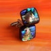 Handmade DIchroic Fused Glass Silver Cufflinks Cuff Links