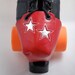 DA-45 Red Leather Toe Guards with Double Silver Stars