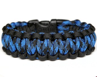 550 Paracord Survival Bracelet - Black and Bruiser - Blue Black