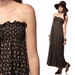 Hippie Maxi Dress Black Floral Boho 70s Smocked Strapless Bohemian Sundress Festival Summer Calico Sun Empire Waist Vintage Small Medium S M