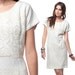 White Lace Dress 60s Cocktail Hourglass Sheath Cap Sleeve 1960s Mad Men Party Mini Formal Vintage Evening Mod Wedding Dress Large L