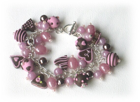 Candy Pink Chocolate Charm Bracelet   by Lottieoflondon #craftfest