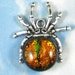 Copper Spider Charm Fused Dichroic Glass & Tibetan Silver Pendant