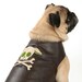 Brown Pleather Dog Jacket Coat with Skull and Bones Embroidered Design