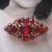 Gorgeous Vintage Red Rhinestone Brooch, Wedding Jewelry, Mad Men, Holiday Jewelry