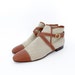 Vintage boots / canvas and leather belted ankle booties / pixie flat boots / size 38-7.5