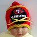 Hand made knit NFL San Francisco 49ers baby hat 0-12M- cute gift photo prop