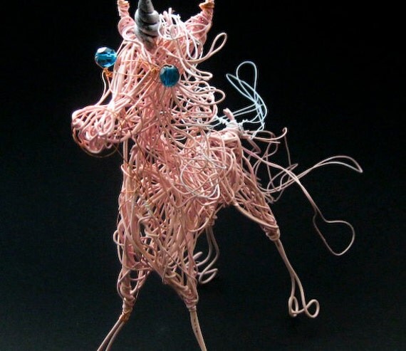 Pink Unicorn Wire Art Sculpture