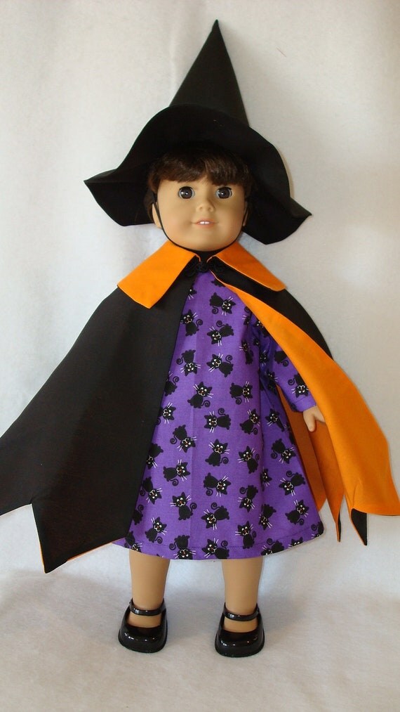 American Girl Doll Clothes\/Black Cat Witch\/3 piece witch