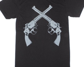 Two Revolver Guns T shirt Made in USABlack Sizes S M L XL or xxl