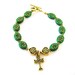 Green Oval Beads with gold SHAMROCK IRISH Rosary Bracelet
