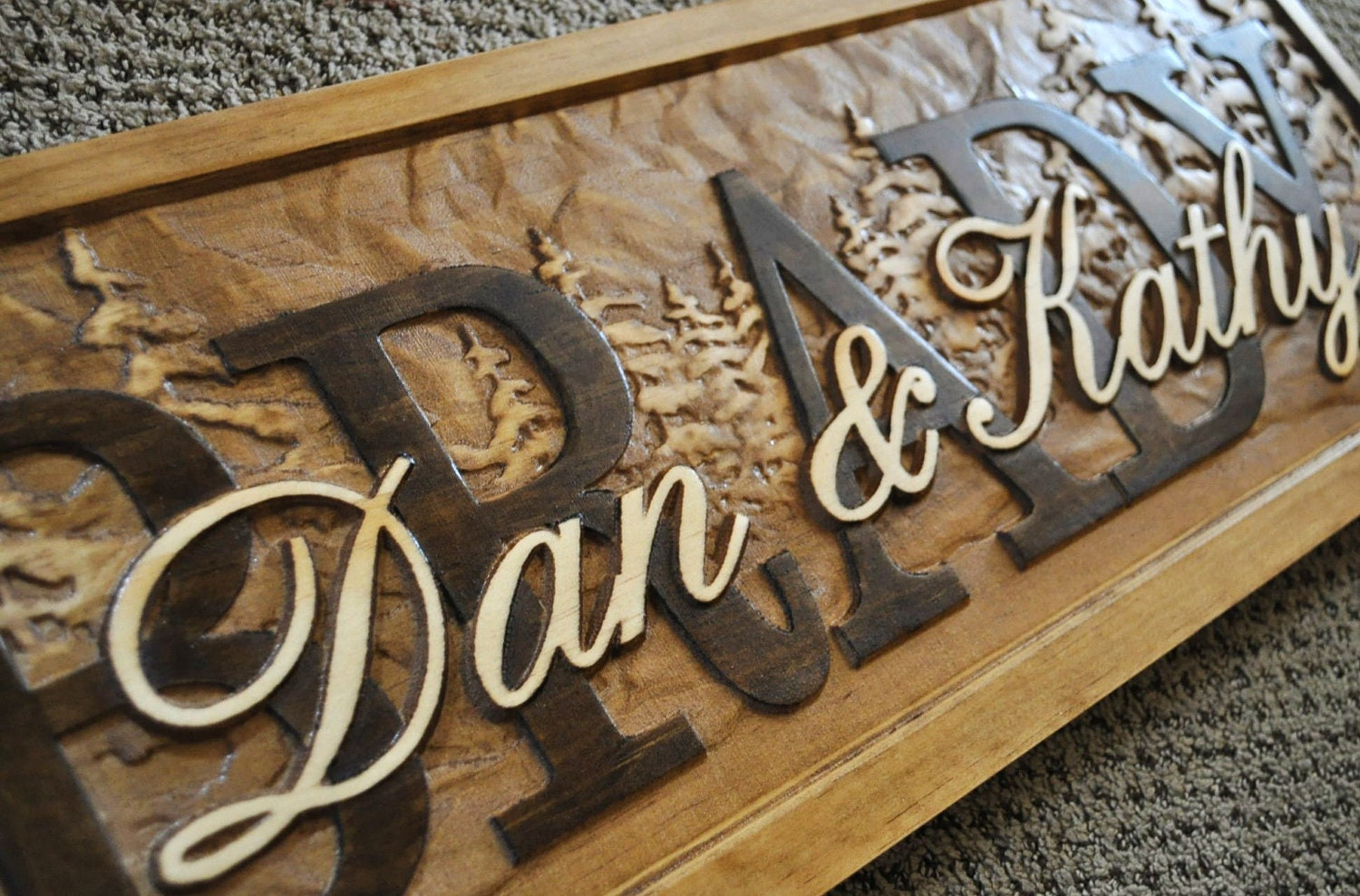 Personalized Family Name Signs CARVED Custom Wooden Sign Last