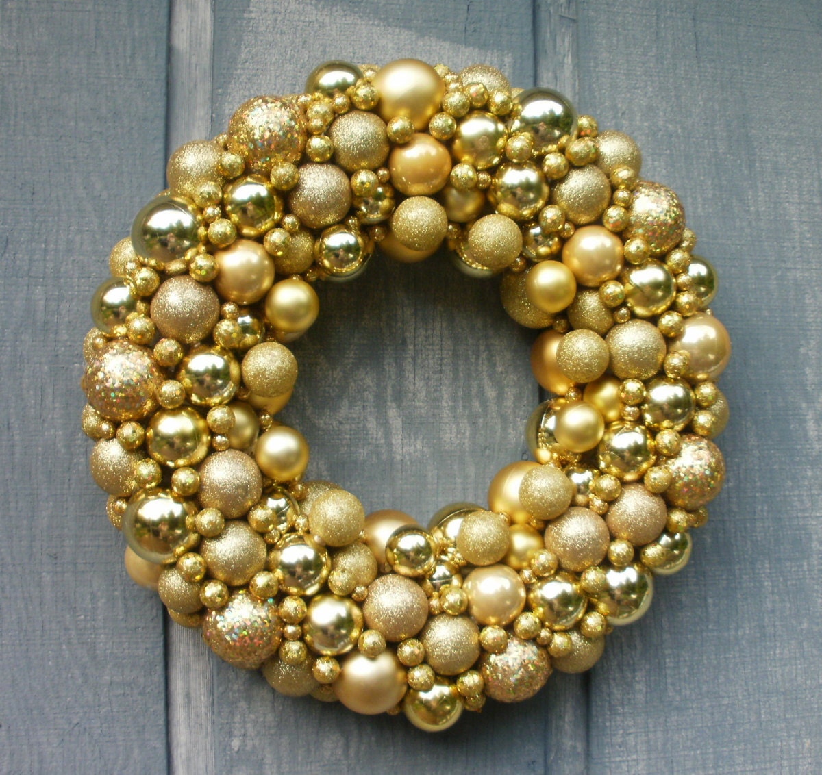 Gold Sparkle Ornament Wreath by Silk N Lights Designs