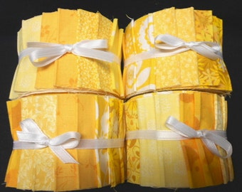 Yellow Sunshine Quilt Fabric Strips Jelly Roll by SEW FUN QUILTS