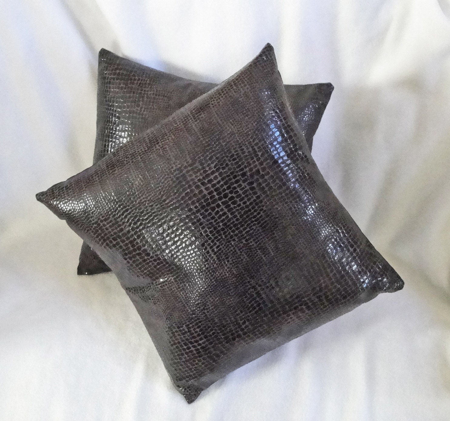Black Pillow covers faux leather 18 or 16 inches 2
