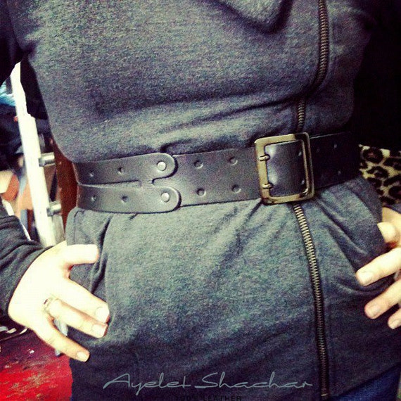 Items similar to Wide Leather Belt thick belt waist belt black