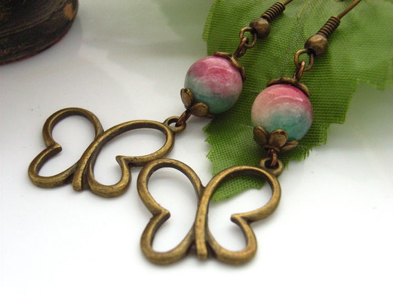 Butterfly charm earrings by BlueForestJewellery on Etsy