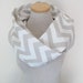 Taupe and White Chevron Infinity Skinny Scarf
