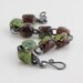 Lampwork Bracelet, Burgundy Green Swirl, Oxidized Sterling Silver
