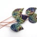 Handmade lampwork glass head pins - Variegated leaves - 5 leaf headpins, blue, green, autumn leaves, fall leaves