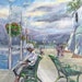 old woman original oil portrait painting ferry dock landscape reading impressionism stretched canvas vancouver canada 16 x 20
