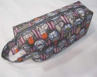 Vampires at the Movies with surprise vampire embroidery inside - Cosmetic Bag Makeup Bag LARGE